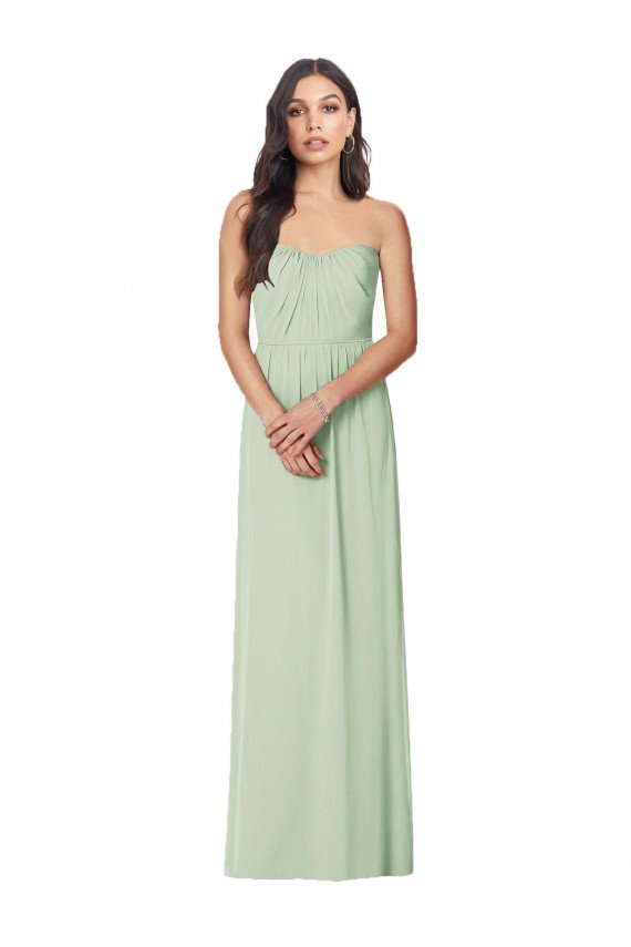 Affordable Strapless Sweetheart All-Over Shirring Chiffon Bridesmaid Dress