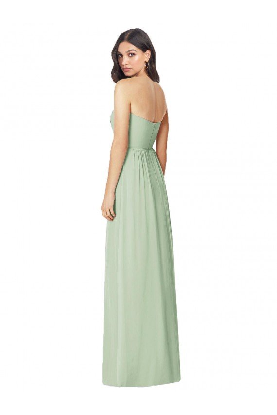 Affordable Strapless Sweetheart All-Over Shirring Chiffon Bridesmaid Dress