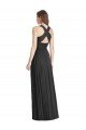 Affordable Full Length V-Neck Chiffon Bridesmaid Dress with Wide Criss Cross Straps