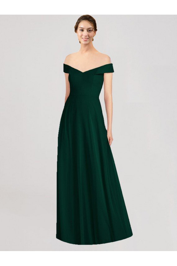 Affordable Full length Off the Shoulder Chiffon Bridesmaid Dress