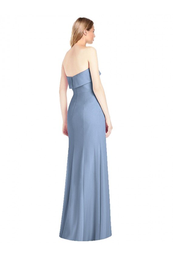 Affordable Trumpet Full Length Strapless Chiffon Bridesmaid Dress with Slit