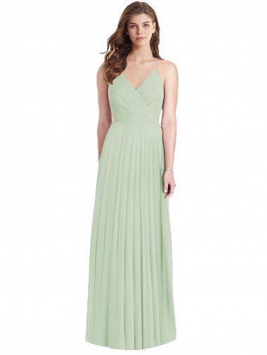 Affordable Ruffled Strap Cutout Wrap Maxi Chiffon Bridesmaid Dress