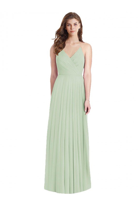 Affordable Ruffled Strap Cutout Wrap Maxi Chiffon Bridesmaid Dress