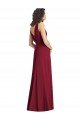 Affordable Draped V-Neck Long Sleeveless Chiffon Bridesmaid Dress