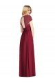 Affordable V-Neck Cap Sleeves Sheer Back Chiffon Bridesmaid Dress