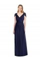 Affordable V-Neck Cap Sleeves Sheer Back Chiffon Bridesmaid Dress