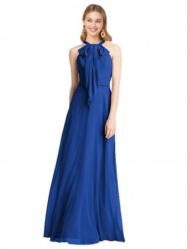 Affordable Plunging V-Back Long Full Length Chiffon Bridesmaid Dress