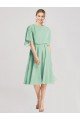 Affordable Open Back Flutter Sleeves Cocktail Length Chiffon Bridesmaid Dress