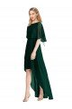 Affordable Plunging V Back Flutter Sleeves Cocktail Length Chiffon Bridesmaid Dress