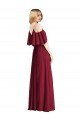 Affordable Spaghetti Straps V-Neck Chiffon Bridesmaid Dress with Sash Tie