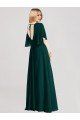 Affordable Full-Length Flutter Sleeves Plunging V Back Chiffon Bridesmaid Dress