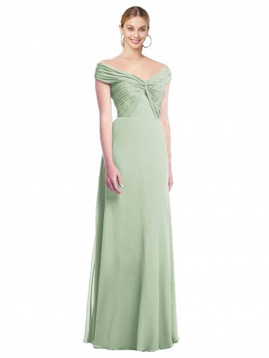Affordable Draped Off the Shoulder Lux Chiffon Bridesmaid Dress
