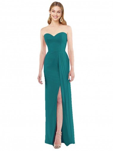 Affordable Sweetheart Neckline Lux Chiffon Bridesmaid Dress with Side Slit