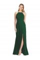 Affordable High-Neck Maxi Bridesmaid Dress with Front Slit
