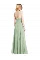 Affordable Sleek Spaghetti Straps Low Back Square Neck Maxi Formal Chiffon Bridesmaid Dress