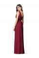 Affordable Draped V-Neck Shirred Chiffon Maxi Bridesmaid Dress