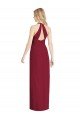 Affordable V-Neck Halter Chiffon Maxi Formal Bridesmaid Dress Open Back