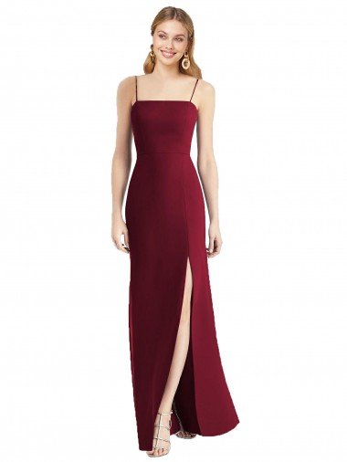 Affordable Tie-Back Cutout Trumpet Chiffon Bridesmaid Dress with Front Slit