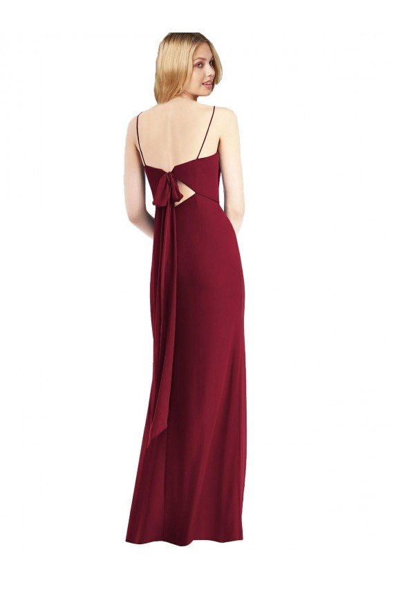 Affordable Tie-Back Cutout Trumpet Chiffon Bridesmaid Dress with Front Slit