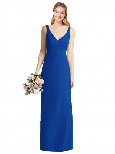 Affordable Sleeveless V-Back Long Trumpet Chiffon Bridesmaid Dress