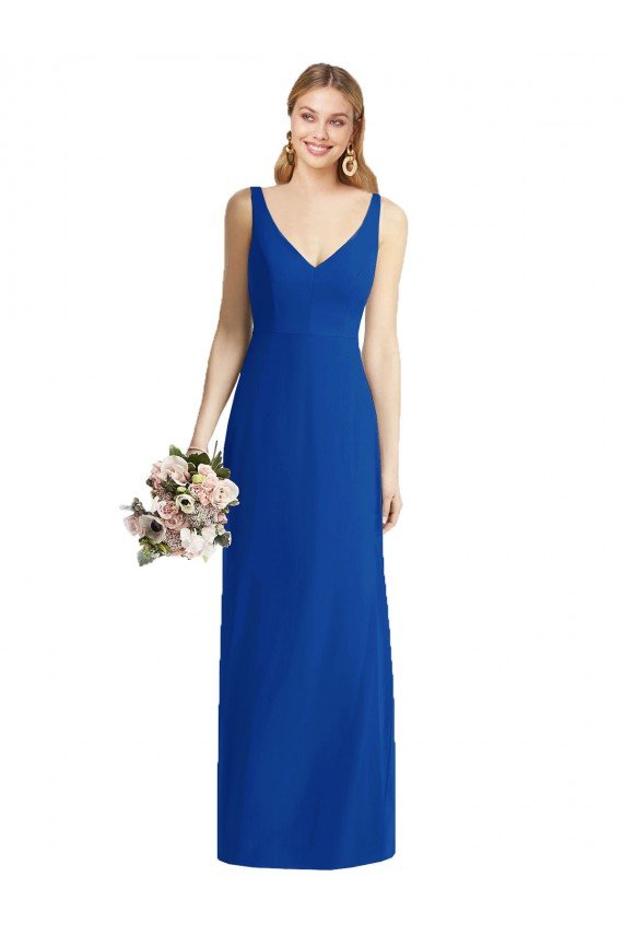 Affordable Sleeveless V-Back Long Trumpet Chiffon Bridesmaid Dress