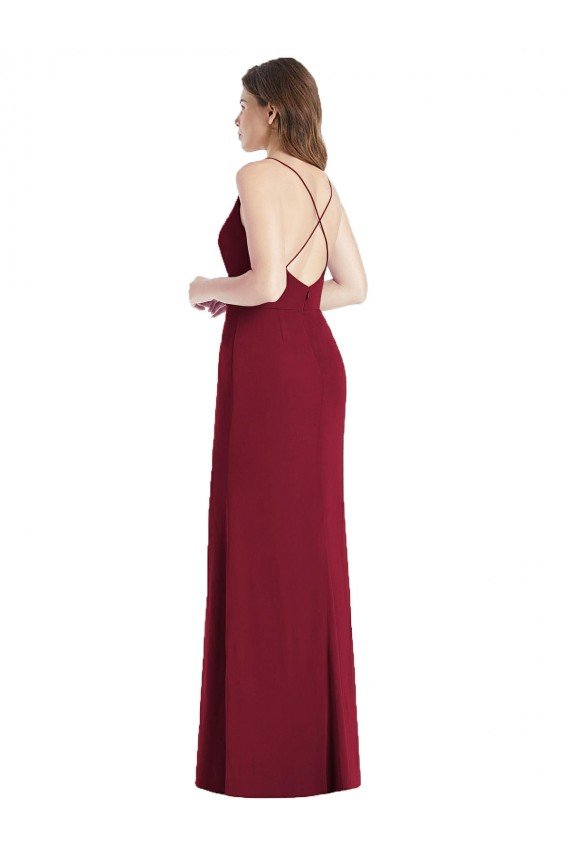 Affordable Criss Cross Back Mermaid Wrap Chiffon Bridesmaid Dress