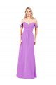 Affordable Off The Shoulder Draped Sleeves A-Line Chiffon Bridesmaid Dress