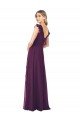 Affordable Ruffle Cap Sleeves Long Chiffon Bridesmaid Dress