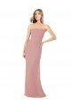 Affordable Draped Strapless Sheath Long Chiffon Bridesmaid Dress