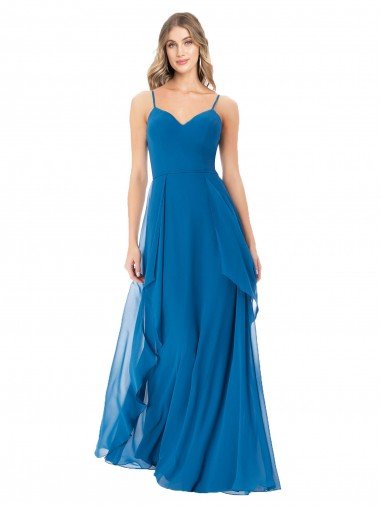 Affordable Simple Sweetheart Chiffon Bridesmaid Dress with Cascading Overlay
