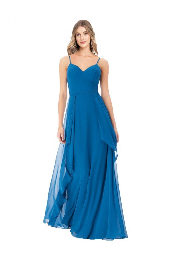 Affordable Simple Sweetheart Chiffon Bridesmaid Dress with Cascading Overlay