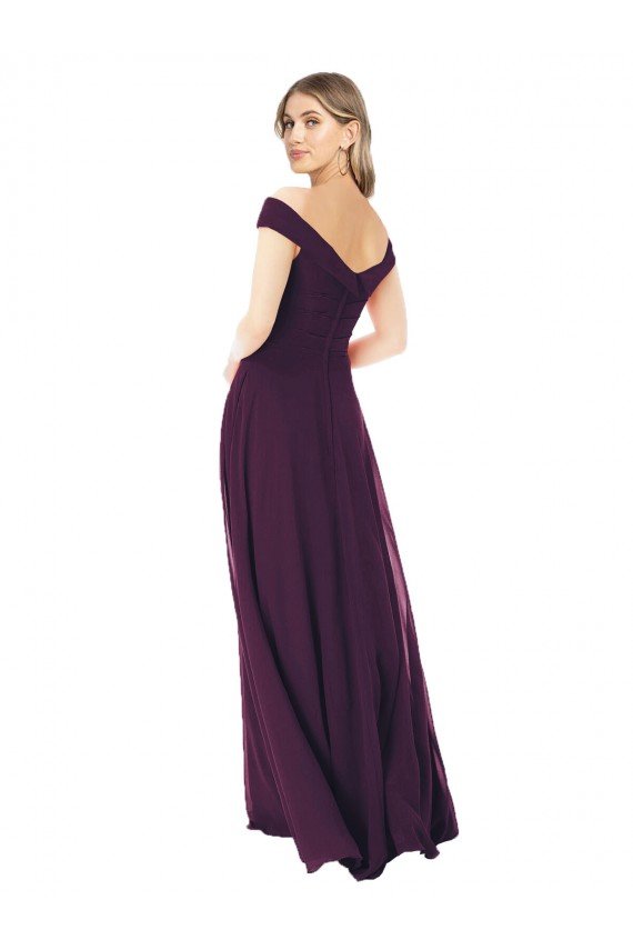 Affordable Classic Off the Shoulder Draped Chiffon Bridesmaid Dress