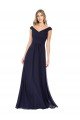 Affordable Off the Shoulder Classic Chiffon Bridesmaid Dress with Draped Bodice