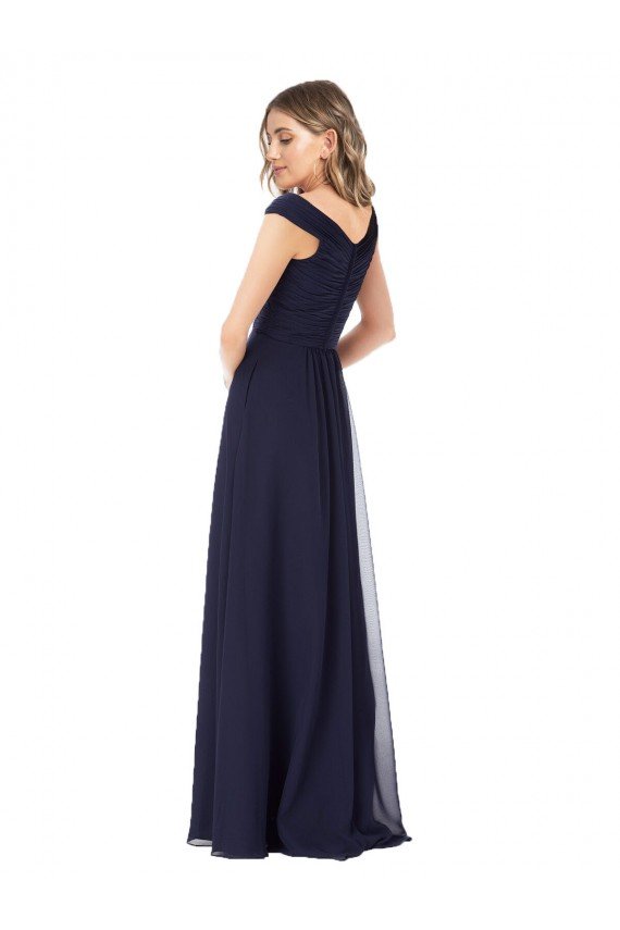 Affordable Off the Shoulder Classic Chiffon Bridesmaid Dress with Draped Bodice