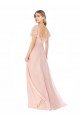 Affordable Flutter Cap Sleeves Square Neck Ruffle Chiffon Bridesmaid Dress with Pockets