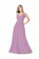 Affordable Simple Chiffon V-Neck Bridesmaid Dress with Draped V-Back