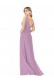 Affordable Simple Chiffon V-Neck Bridesmaid Dress with Draped V-Back