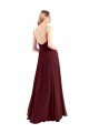 Affordable Spaghetti Straps V-Neck Long Chiffon Bridesmaid Dress with Side Slit