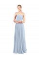 Affordable Luxe Chiffon Straight Neckline Long Chiffon Bridesmaid Dress with Skinny Straps
