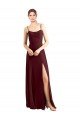 Affordable Sleek Fit and Flare Long Scoop Neck Chiffon Bridesmaid Dress with High Side Slit