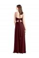 Affordable Sleek Fit and Flare Long Scoop Neck Chiffon Bridesmaid Dress with High Side Slit
