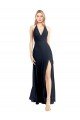 Affordable Plunging V-Neckline Halter Chiffon Wrap Bridesmaid Dress / Prom Dress with High Slit
