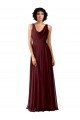 Affordable Draped Cowl Neck Long Chiffon Bridesmaid Dress with Wide Straps