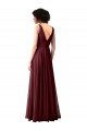 Affordable Draped Cowl Neck Long Chiffon Bridesmaid Dress with Wide Straps