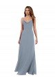 Affordable Long Full Length Draped Cowl Neck V-Back Slip Chiffon Bridesmaid Dress