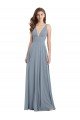 Affordable Fitted V-Neckline Long Chiffon Bridesmaid Dress with V-Back