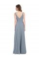 Affordable Fitted V-Neckline Long Chiffon Bridesmaid Dress with V-Back