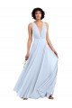 Affordable Daring Plunging V-Neck Long Chiffon Bridesmaid Dress with Pleated Bodice