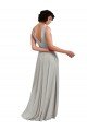 Affordable Daring Plunging V-Neck Long Chiffon Bridesmaid Dress with Pleated Bodice