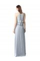 Affordable High Narrow Neck Long Chiffon Bridesmaid Dress with Tiered Ruffles